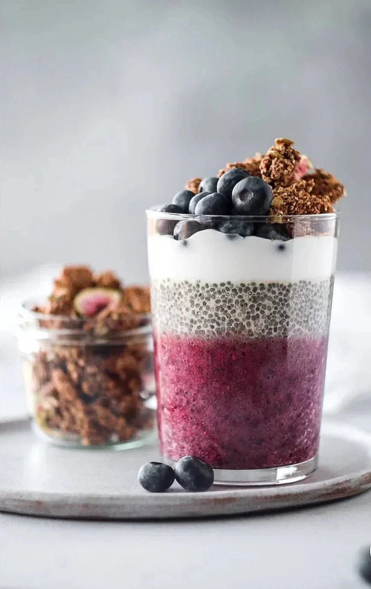 Easy Overnight Berry Chia Pudding (With Granola Crunch) - Naturally Granola