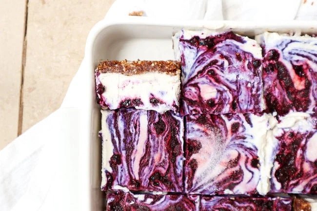 Frozen Vegan Blueberry Cheesecake with Granola Crust - Naturally Granola