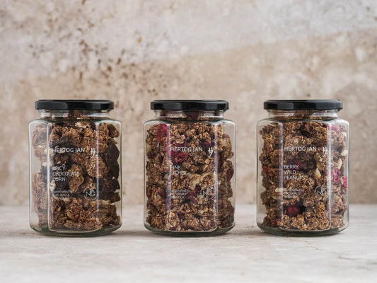 Granola for Hotels: Pink Lychee & Spicy Chocolate Corn (made for premium breakfast) - Naturally Granola