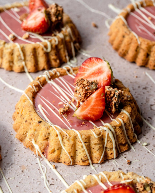 Mini Licorice Tartlets with Frangipane & Blackcurrant Ganache - Naturally Granola