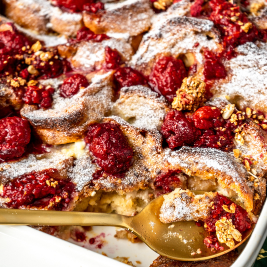 Overnight brioche French Toast with berries and granola - Naturally Granola