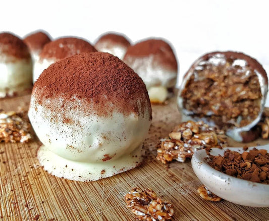 Tiramisu Granola Truffles with Belgian Dark Chocolate Granola (No-Bake) - Naturally Granola
