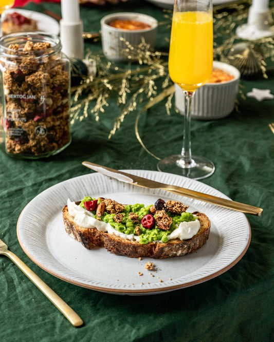 Whipped Ricotta Toast with Peas and Granola - Naturally Granola